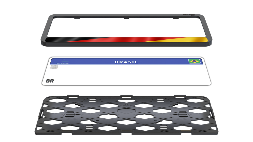 Suporte Moldura Placa Mercosul Carro Bandeira Alemanha 2 - 1 Par