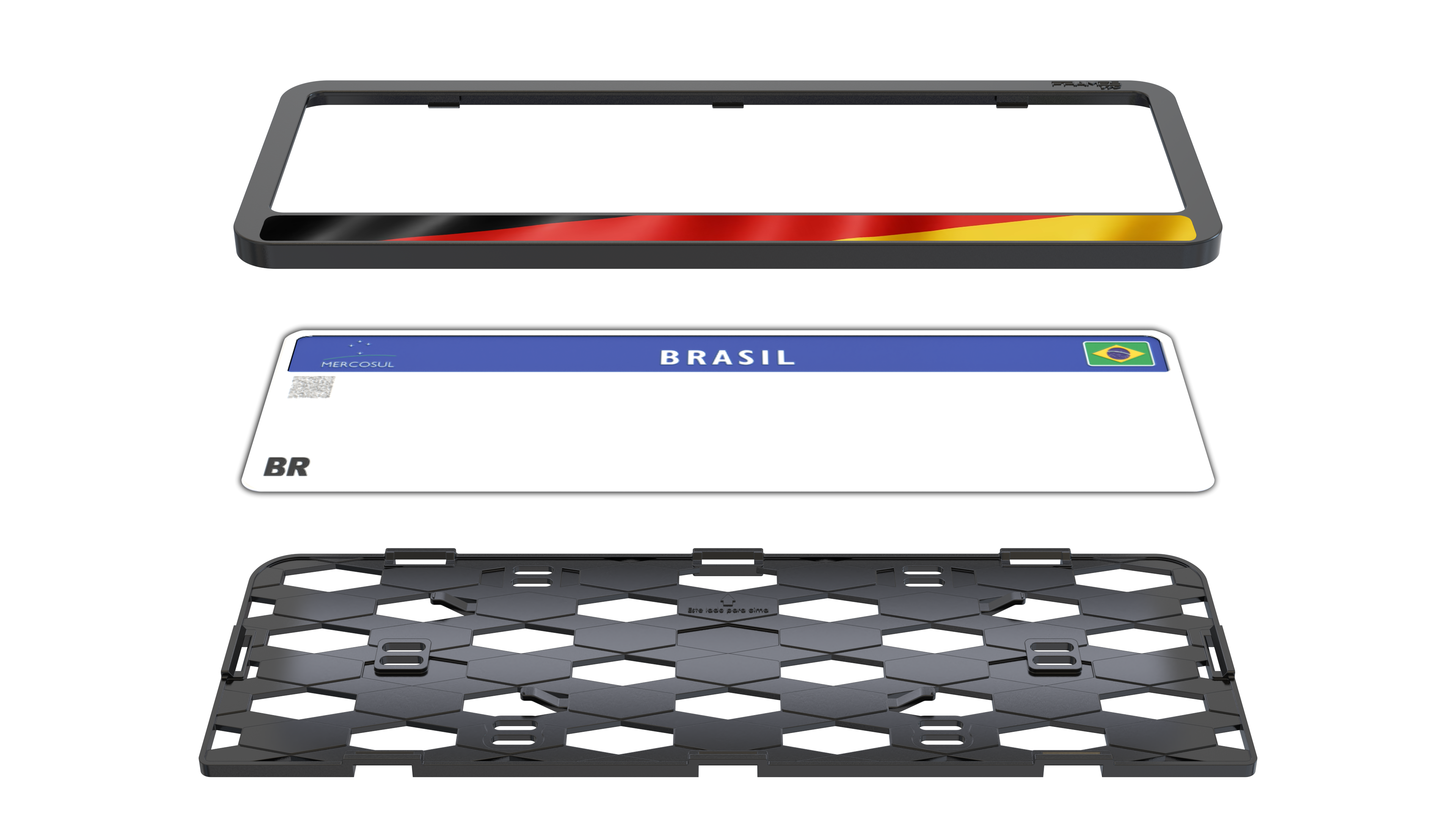 Suporte Moldura Placa Mercosul Carro Bandeira Alemanha 2 - 1 Par