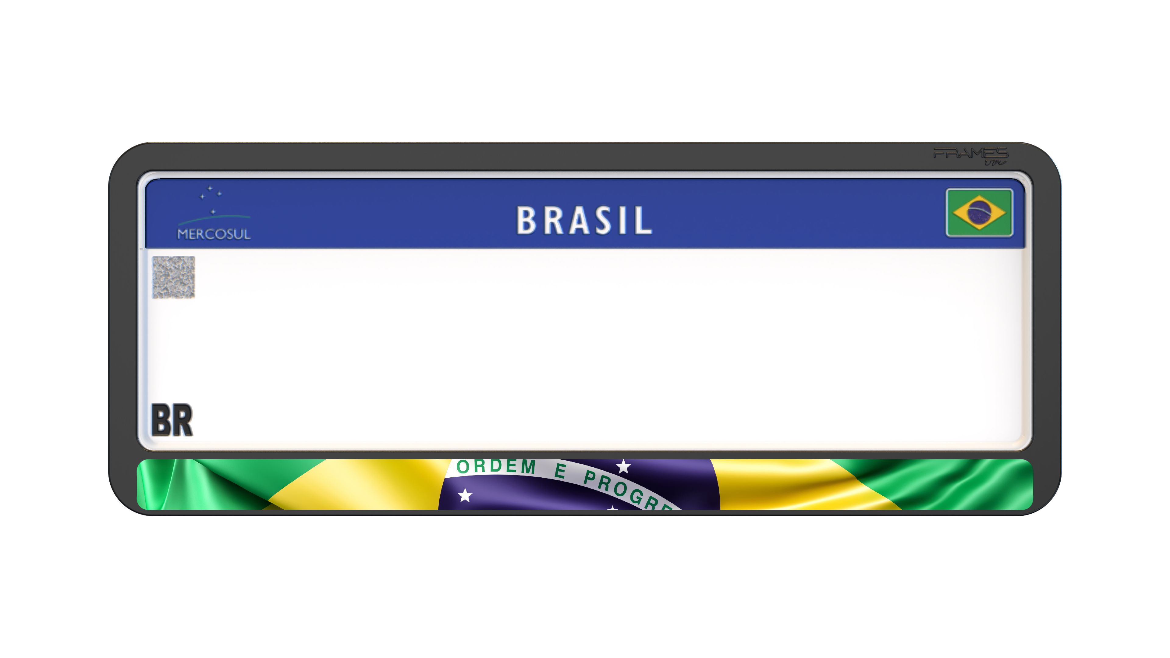 Suporte Moldura Placa Mercosul Carro Bandeira Brasil 7 - 1 Par