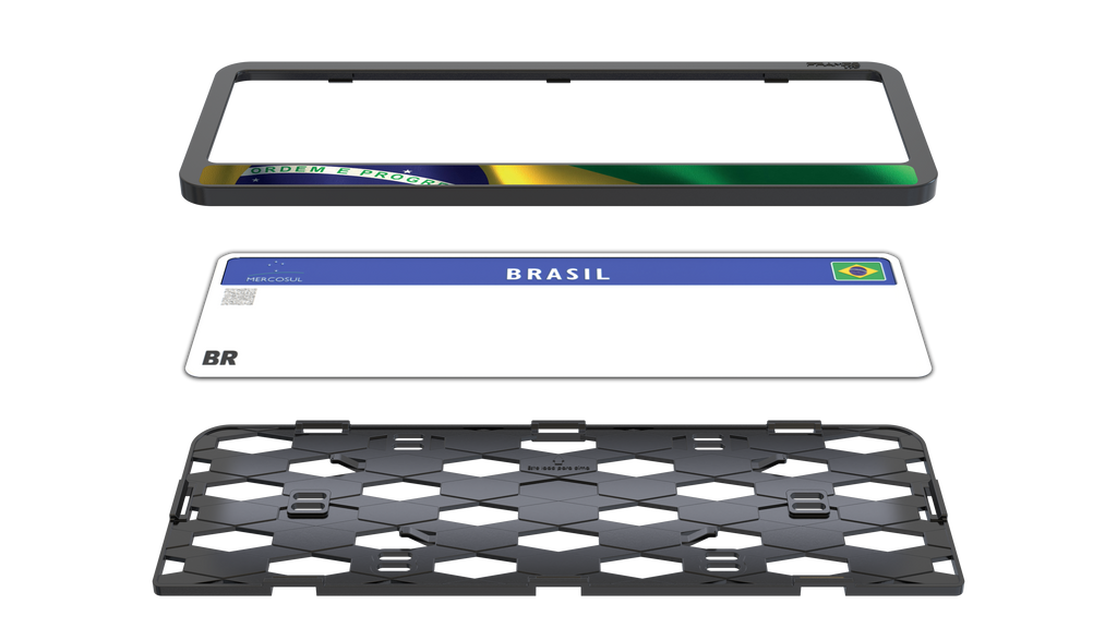 Suporte Moldura Placa Mercosul Carro Bandeira Brasil - 1 Par