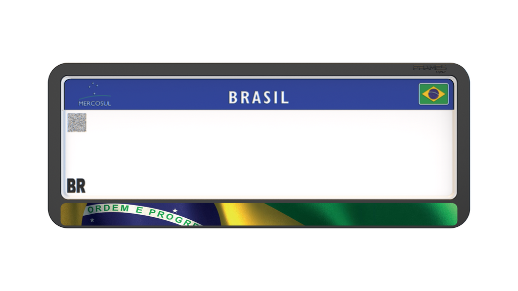 Suporte Moldura Placa Mercosul Carro Bandeira Brasil - 1 Par