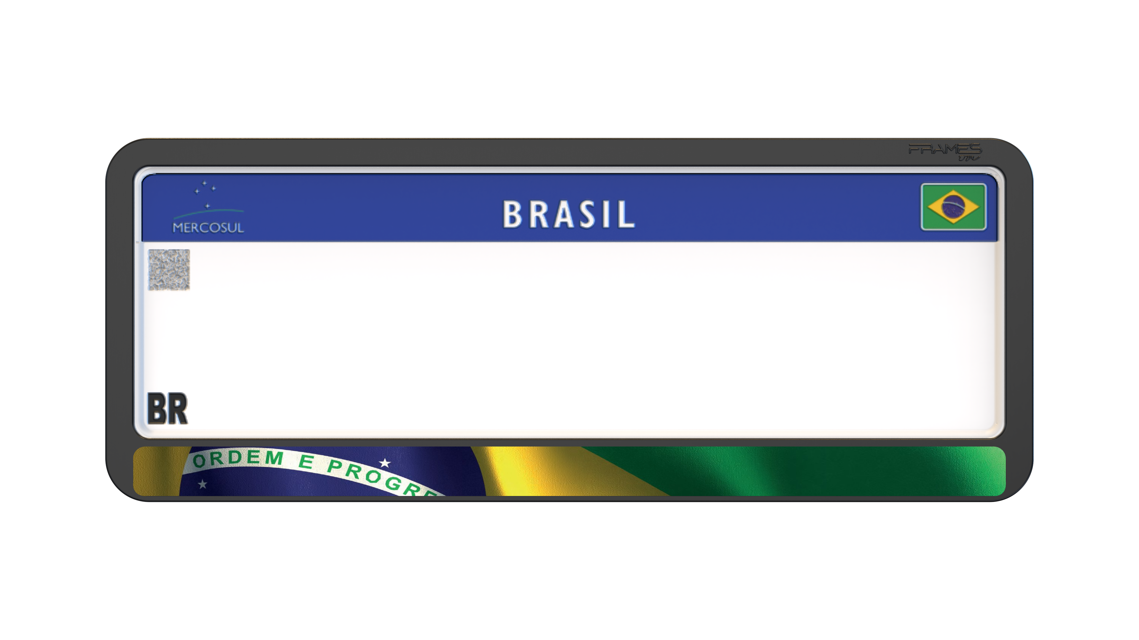 Suporte Moldura Placa Mercosul Carro Bandeira Brasil - 1 Par