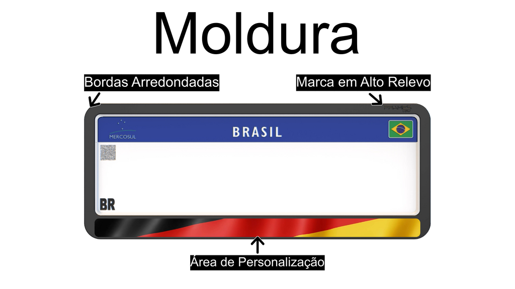 Suporte Moldura Placa Mercosul Carro Bandeira Alemanha 2 - 1 Par