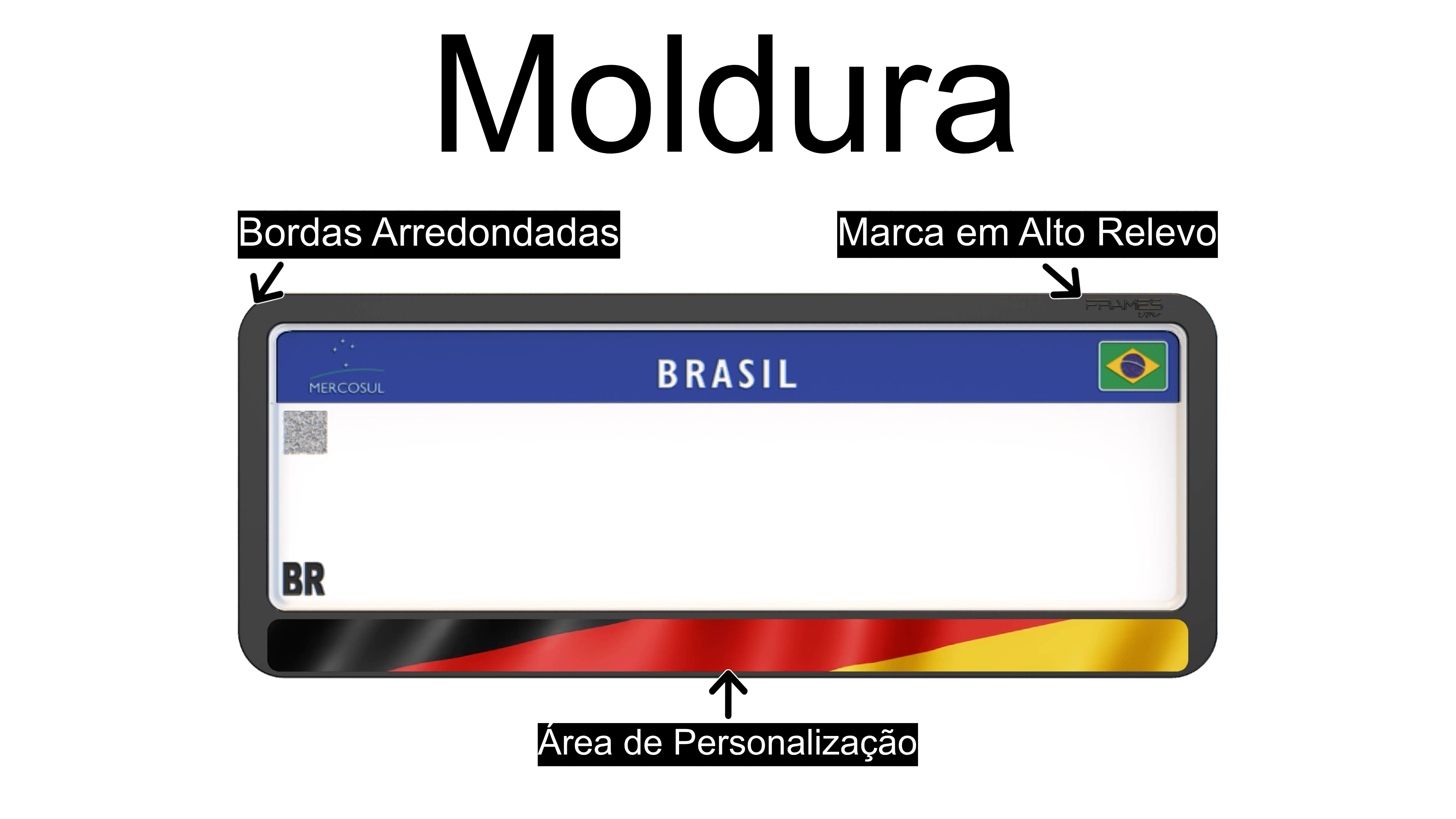 Suporte Moldura Placa Mercosul Carro Bandeira Alemanha 2 - 1 Par