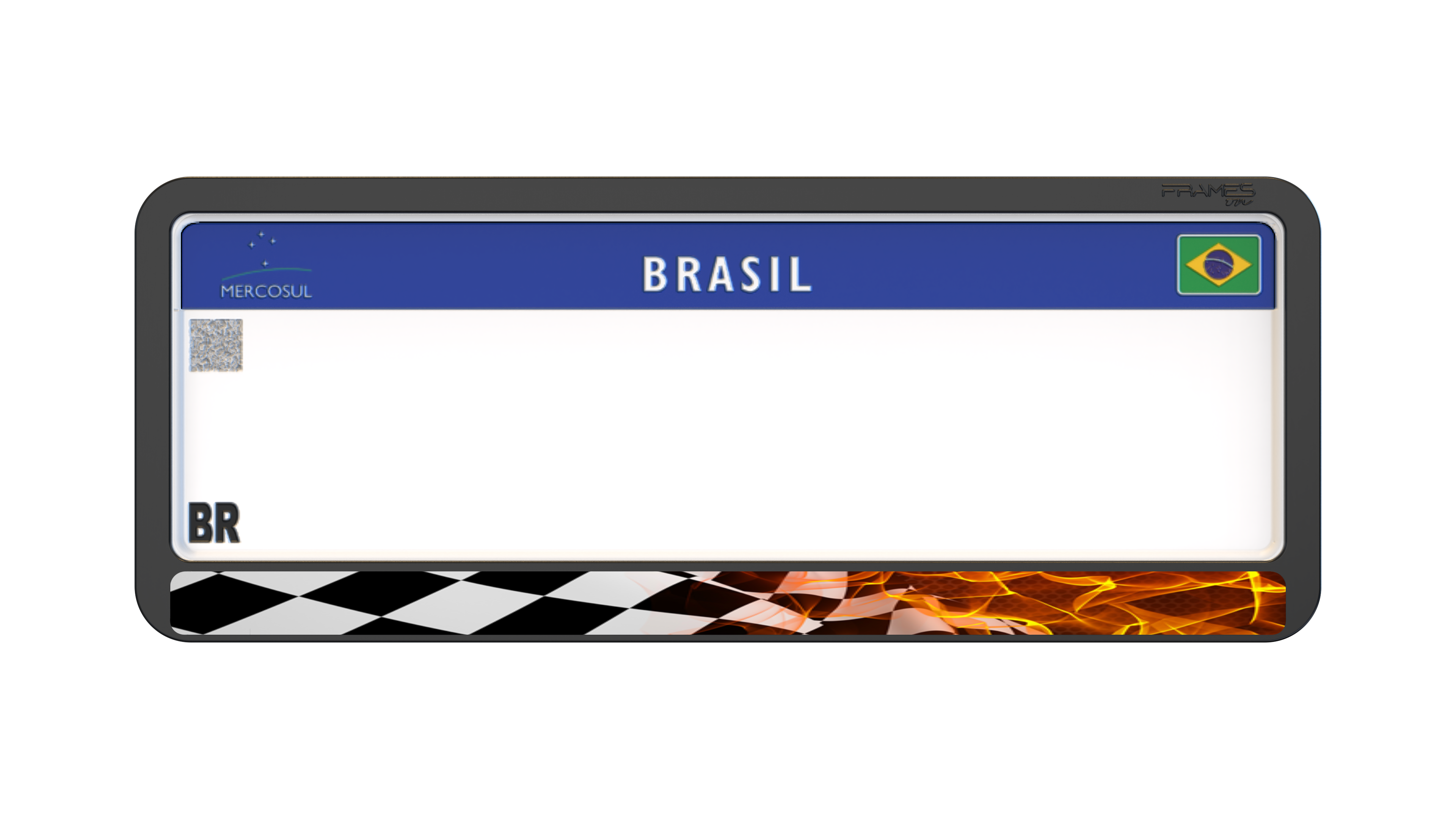 Suporte Moldura Placa Mercosul Carro Flag & Fire - 1 Par