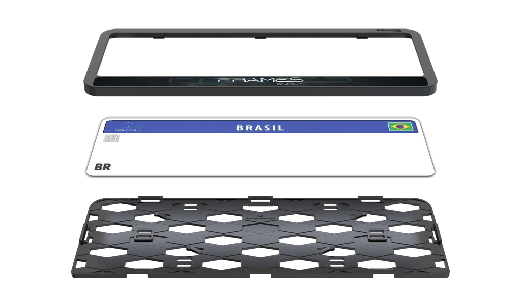 Suporte Moldura Placa Mercosul Carro Frames On Shadow - 1 Par