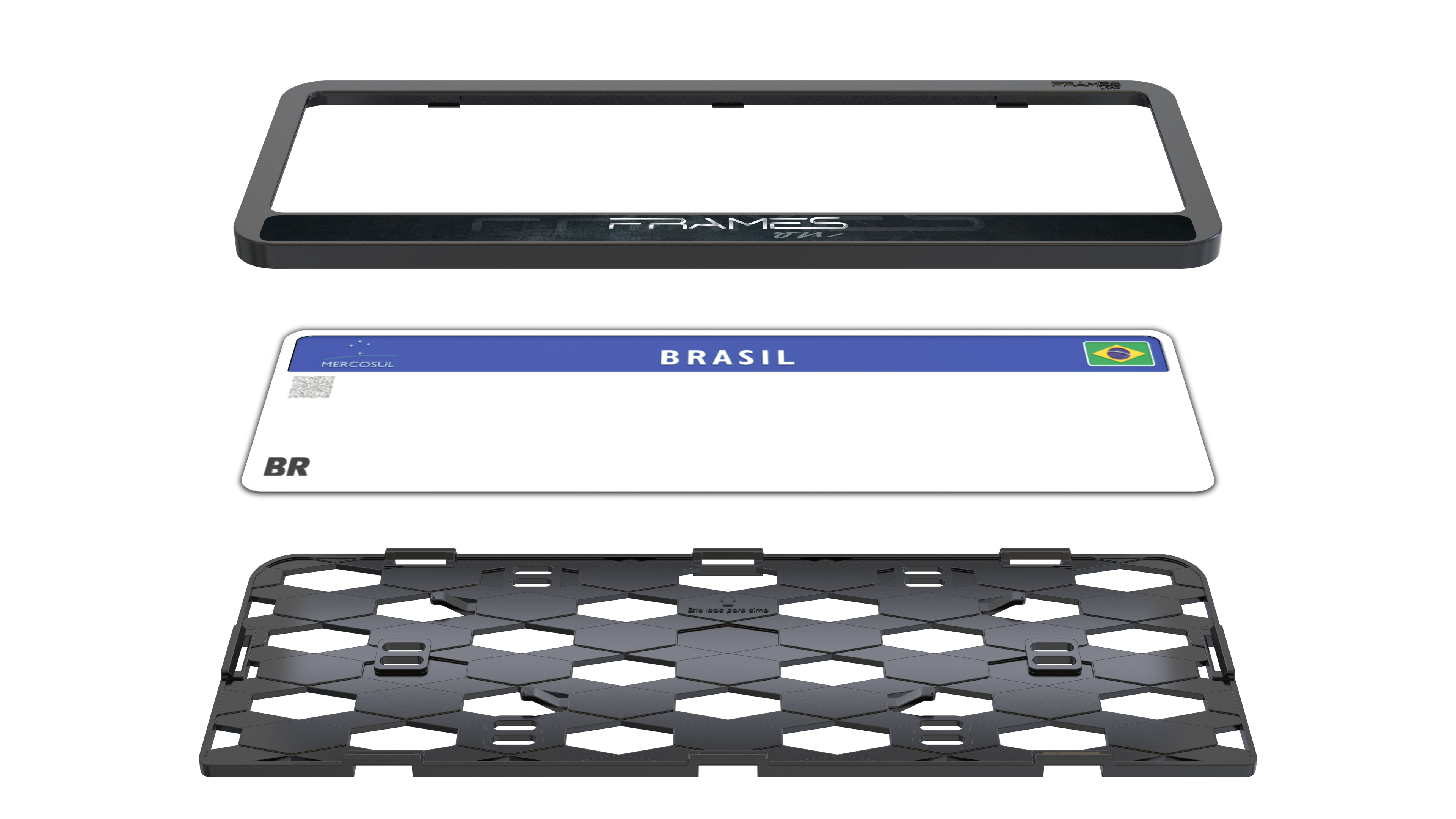 Suporte Moldura Placa Mercosul Carro Frames On Shadow - 1 Par