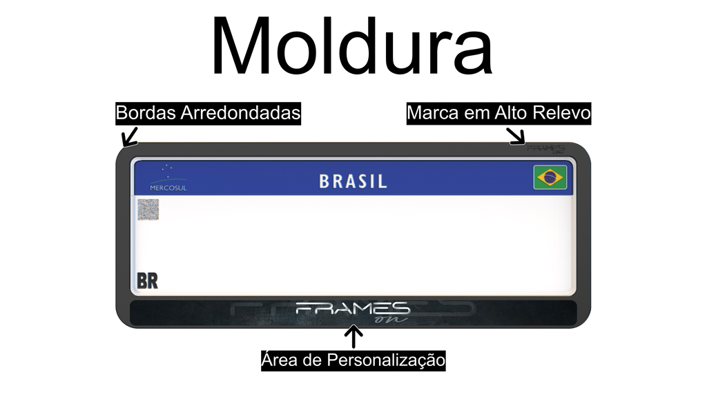 Suporte Moldura Placa Mercosul Carro Frames On Shadow - 1 Par