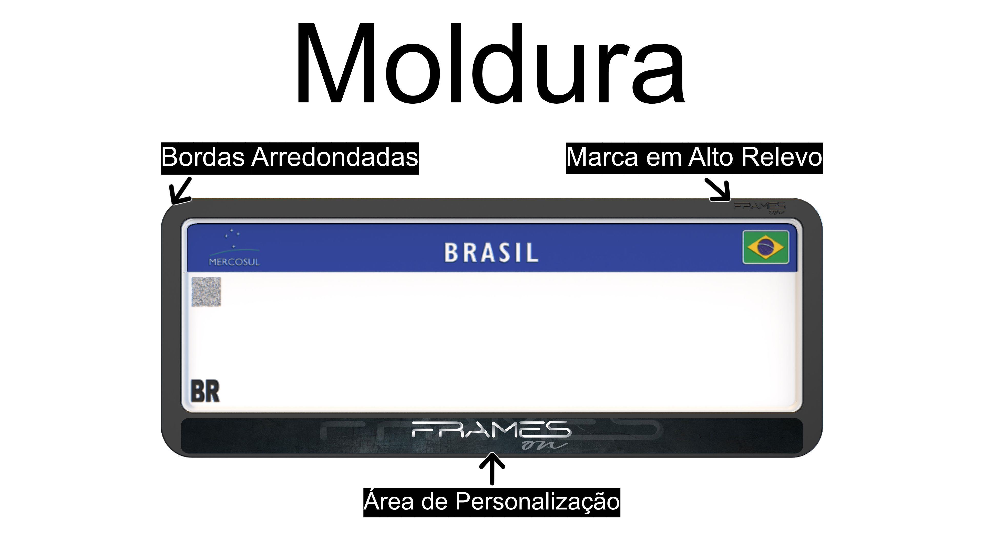 Suporte Moldura Placa Mercosul Carro Frames On Shadow - 1 Par