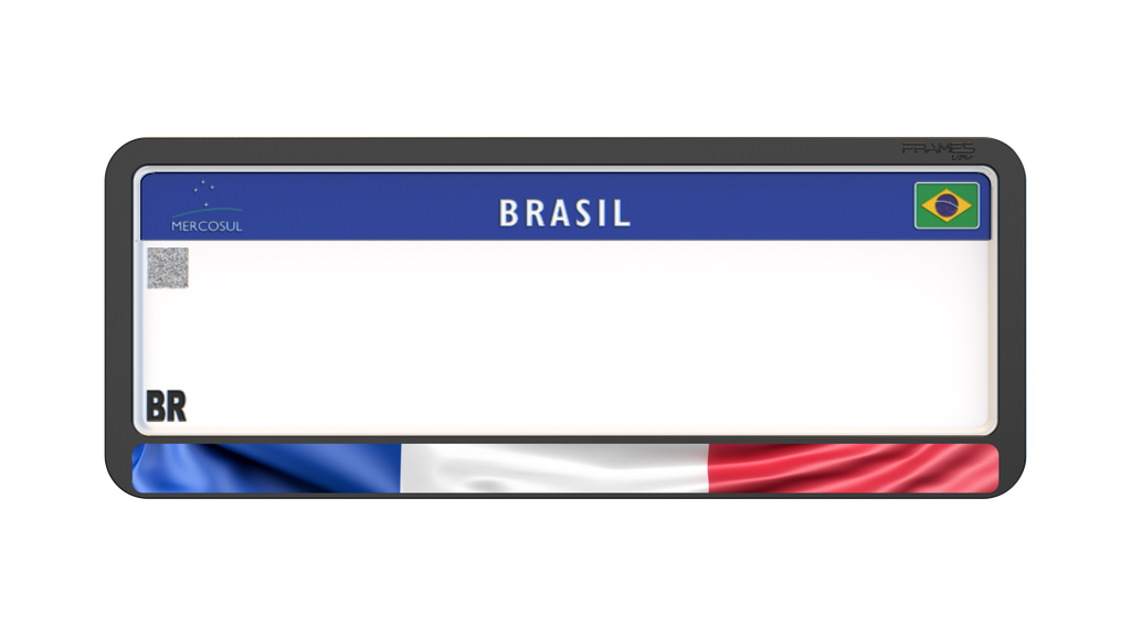 Suporte Moldura Placa Mercosul Carro Bandeira França - 1 Par