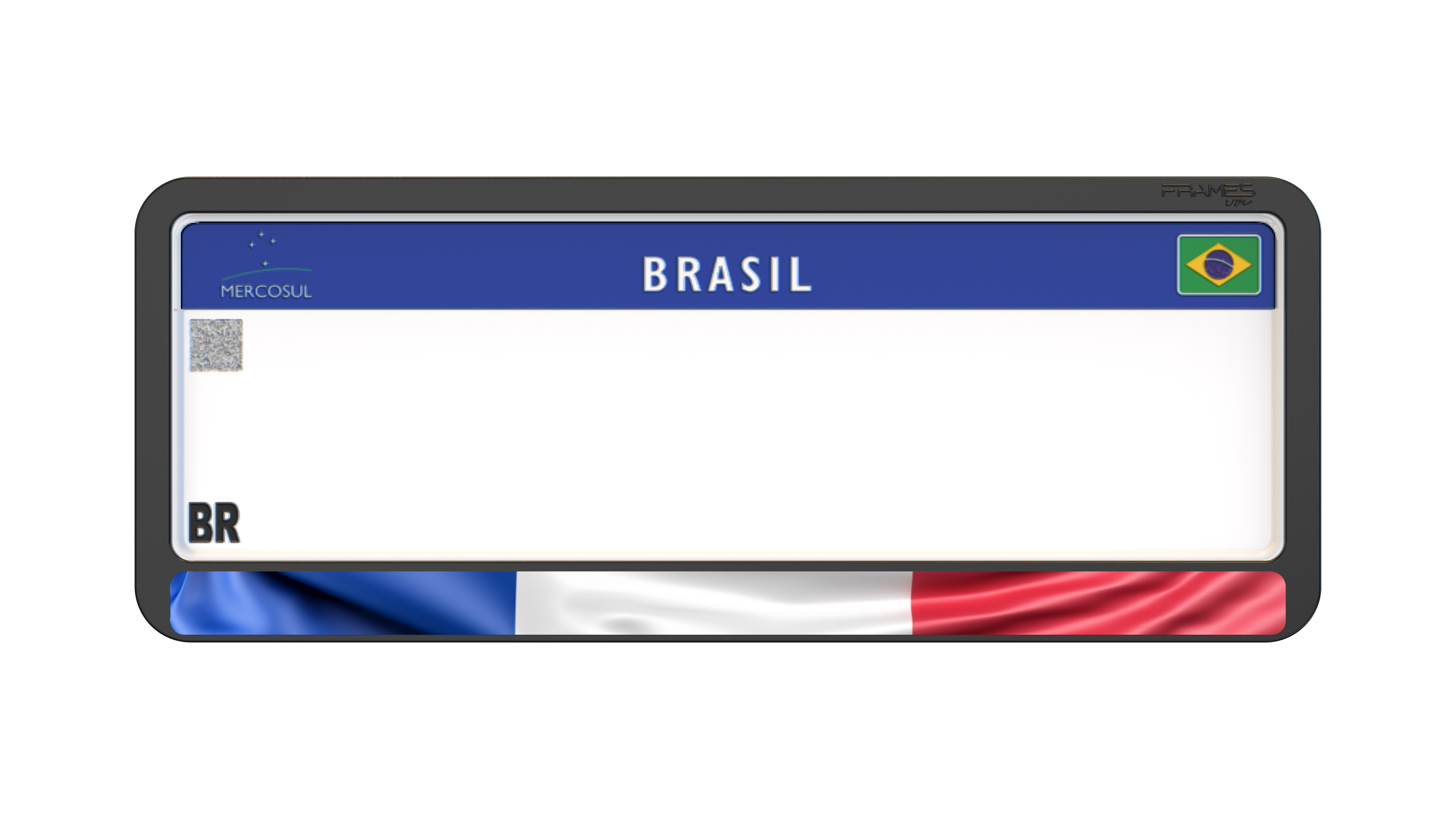 Suporte Moldura Placa Mercosul Carro Bandeira França - 1 Par