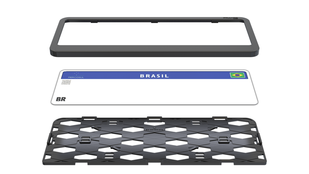 Suporte Moldura Placa Mercosul Carro Preto Full - 1 Par