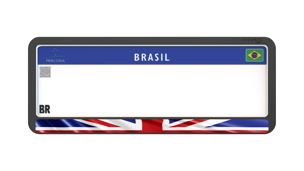 Suporte Moldura Placa Mercosul Carro Bandeira Grã Bretanha - 1 Par