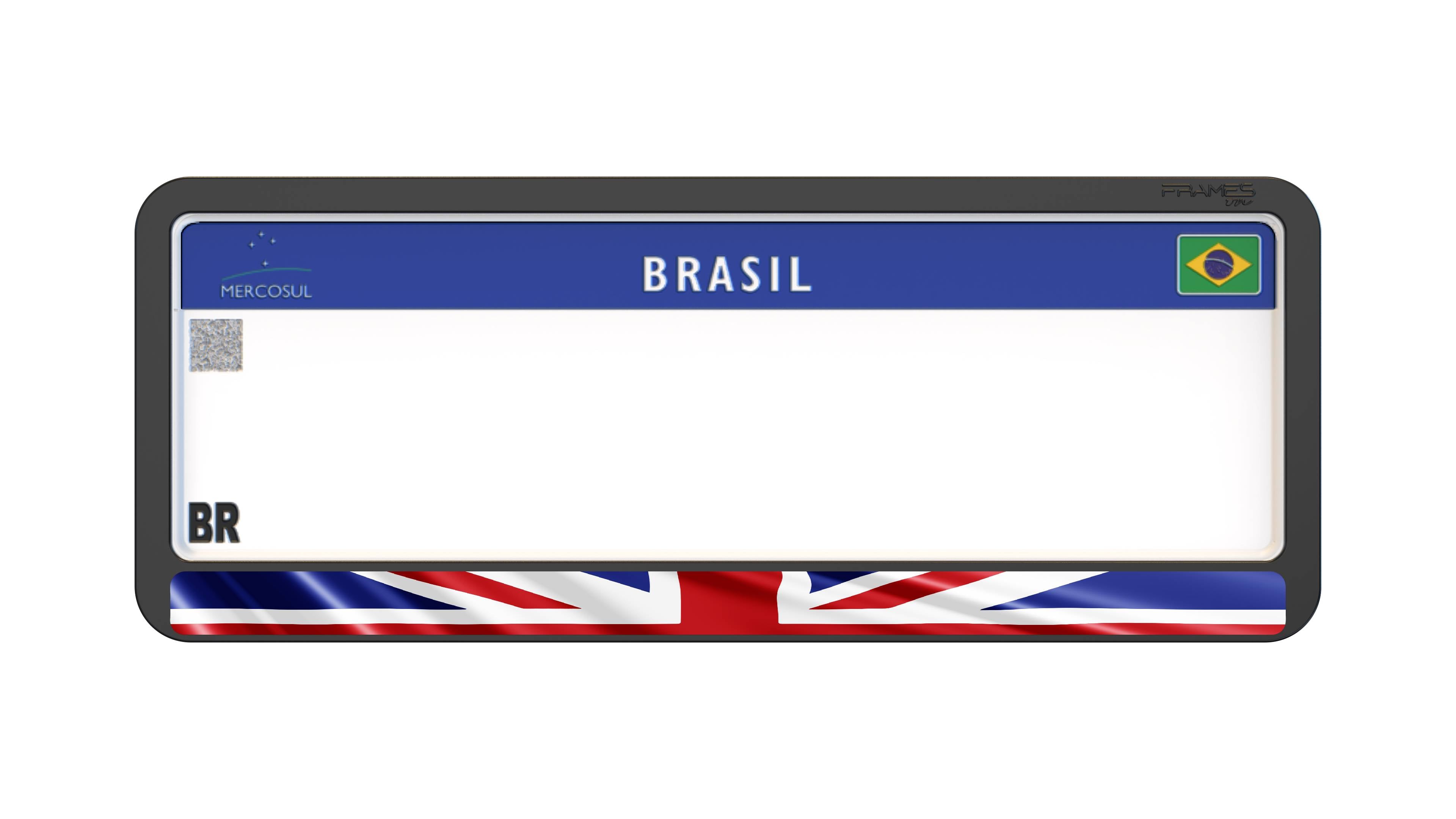 Suporte Moldura Placa Mercosul Carro Bandeira Grã Bretanha - 1 Par