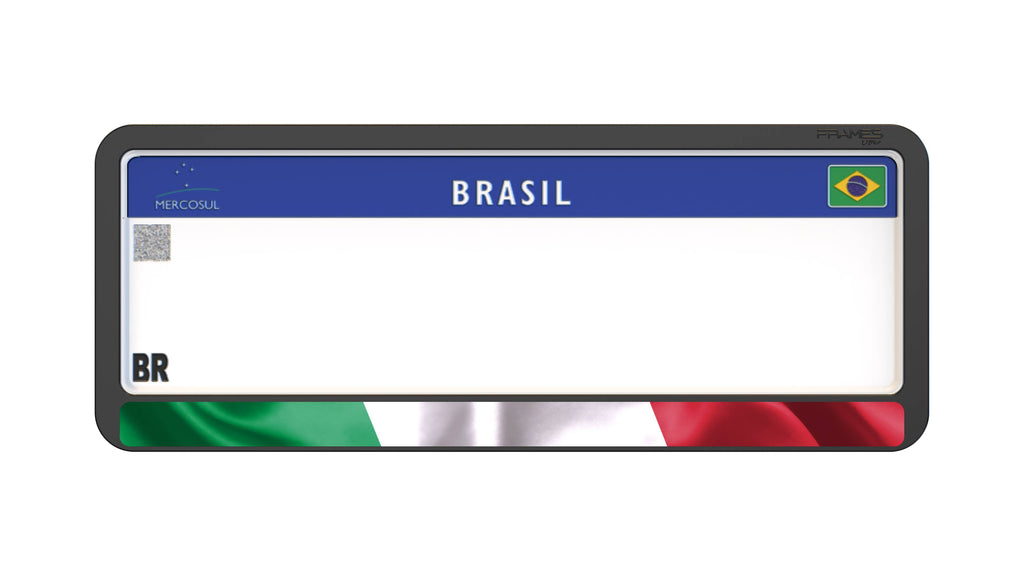 Suporte Moldura Placa Mercosul Carro Bandeira Itália - 1 Par