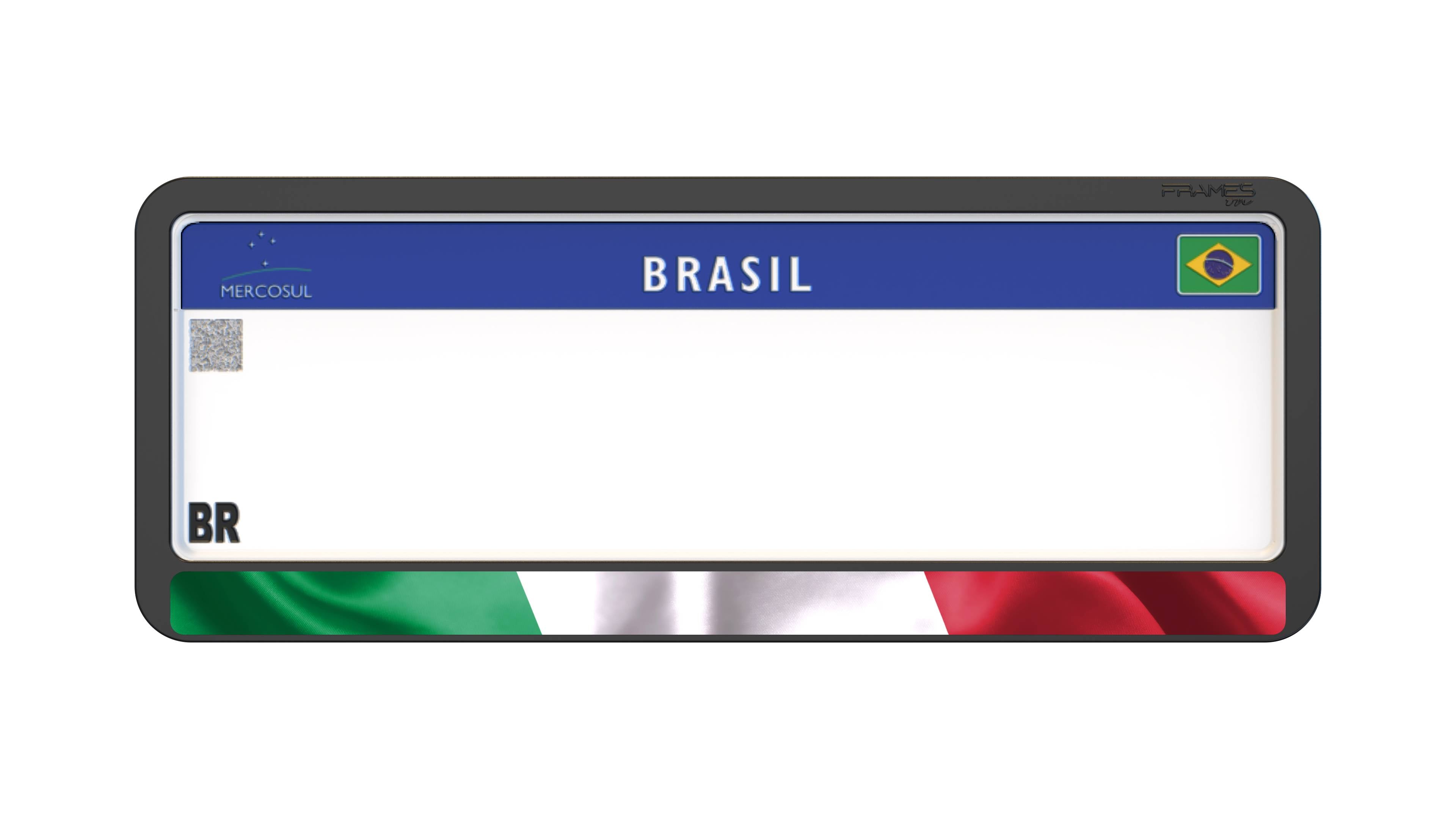 Suporte Moldura Placa Mercosul Carro Bandeira Itália - 1 Par