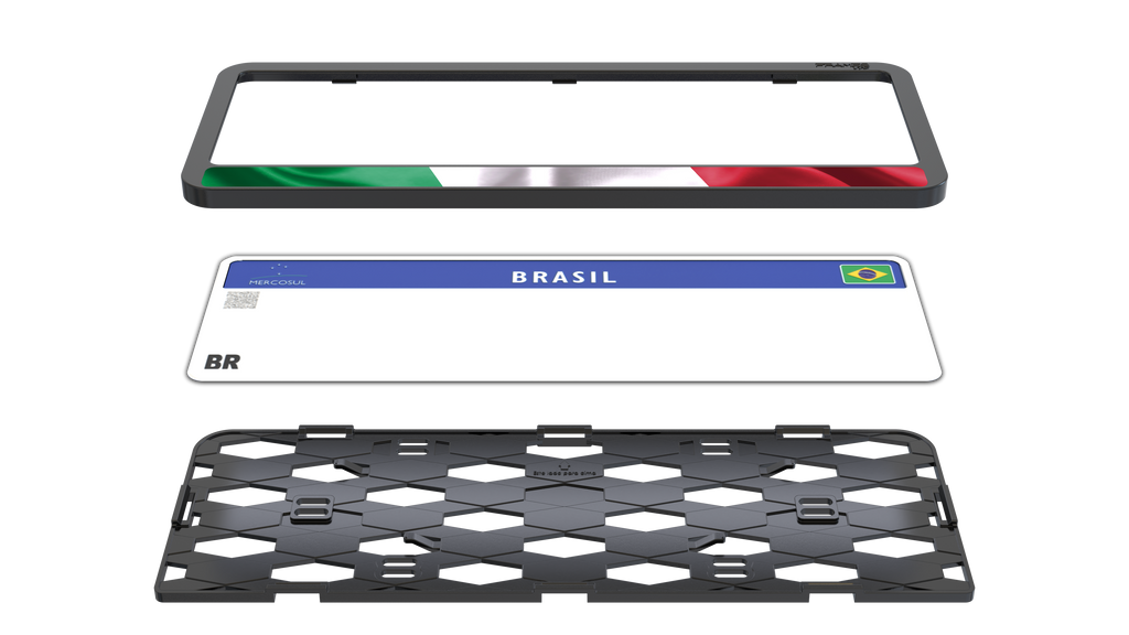 Suporte Moldura Placa Mercosul Carro Bandeira Itália - 1 Par