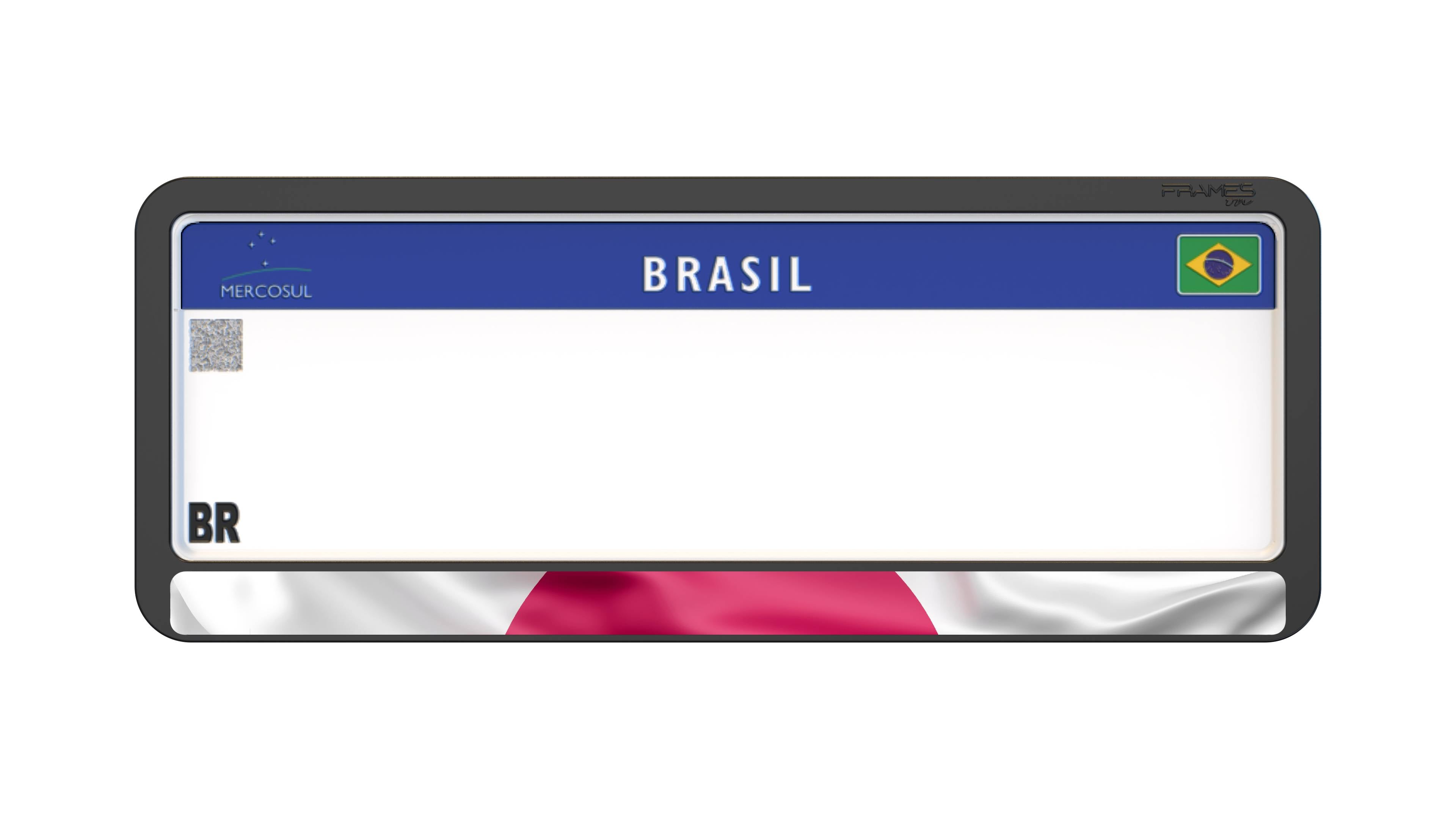 Suporte Moldura Placa Mercosul Carro Bandeira Japão - 1 Par