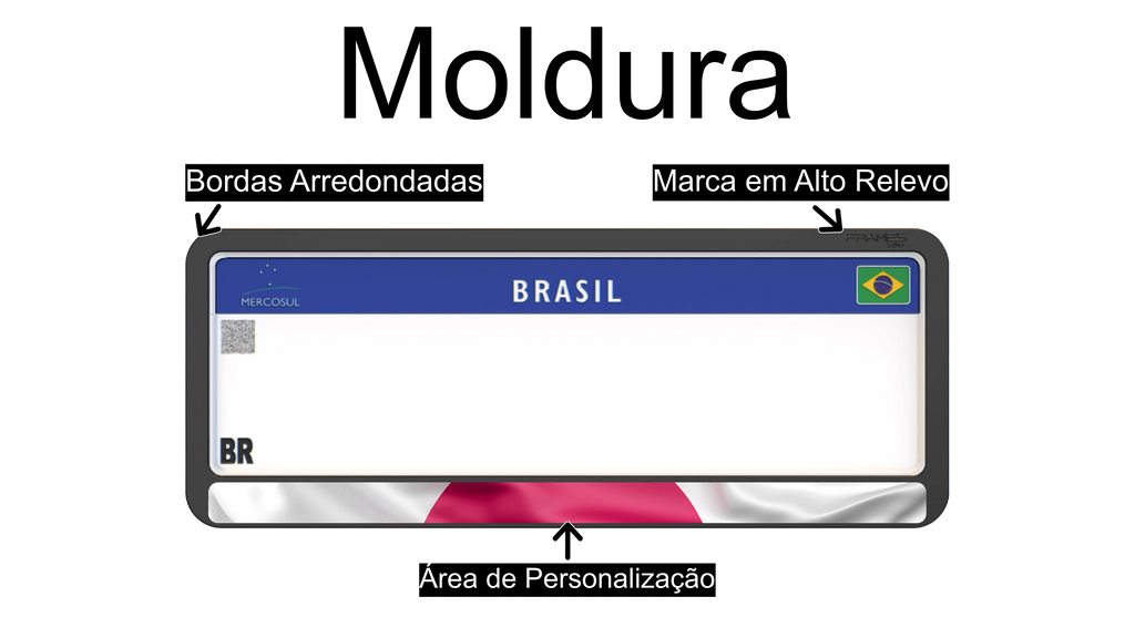 Suporte Moldura Placa Mercosul Carro Bandeira Japão - 1 Par
