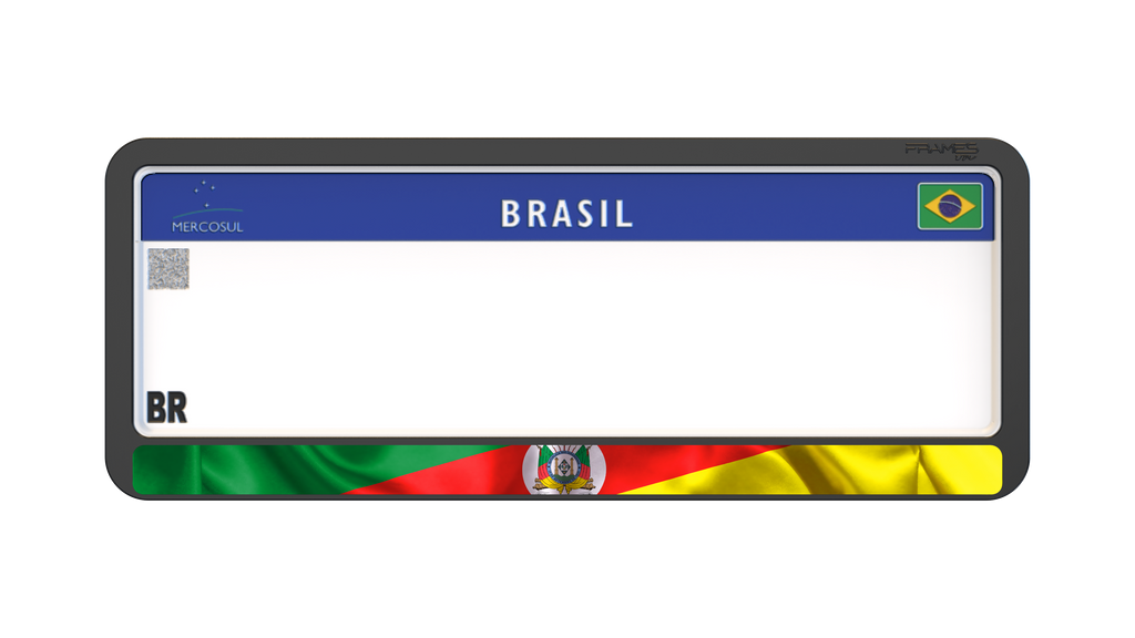 Suporte Moldura Placa Mercosul Carro Bandeira Rio Grande do Sul - 1 Par