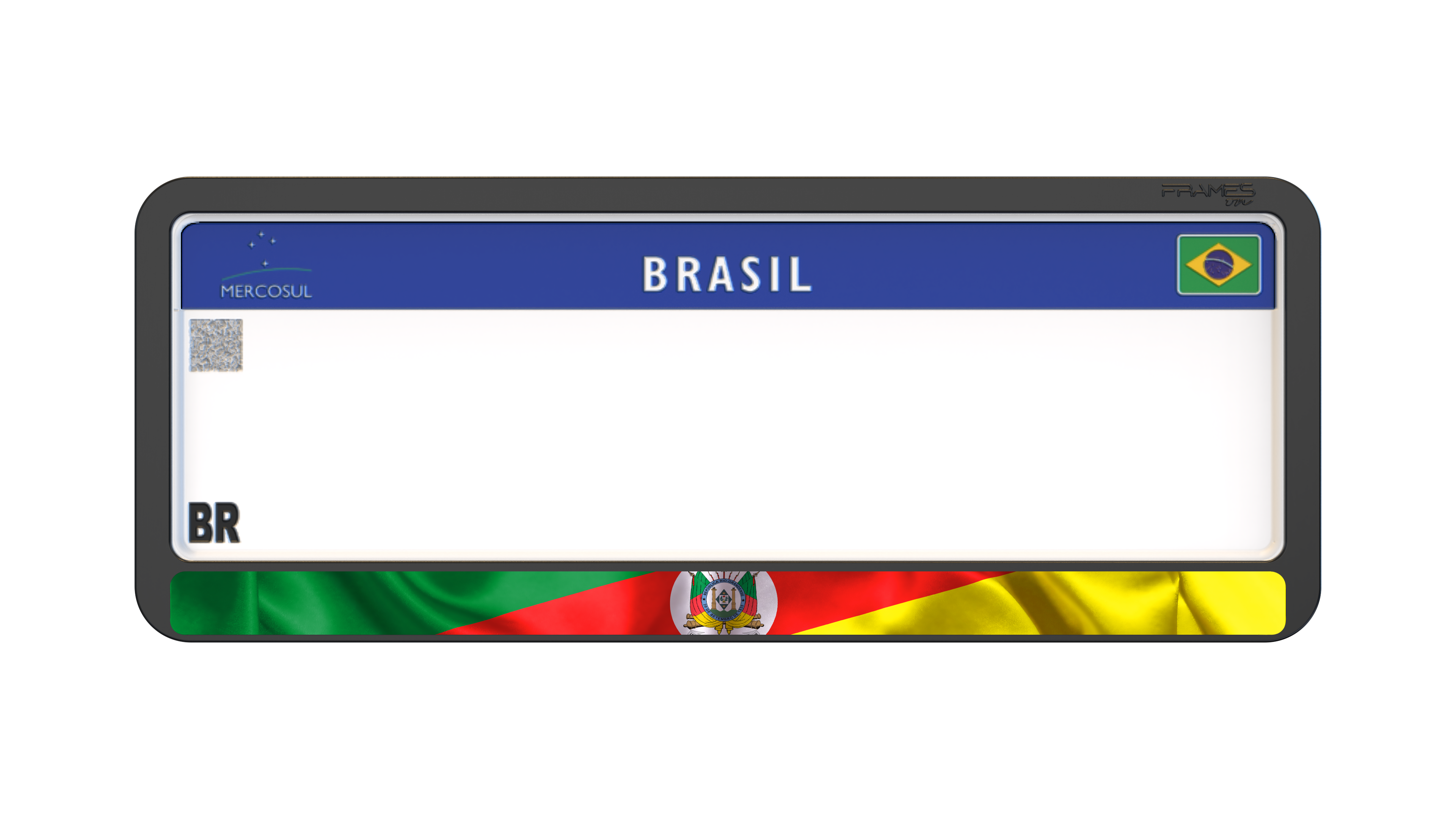 Suporte Moldura Placa Mercosul Carro Bandeira Rio Grande do Sul - 1 Par