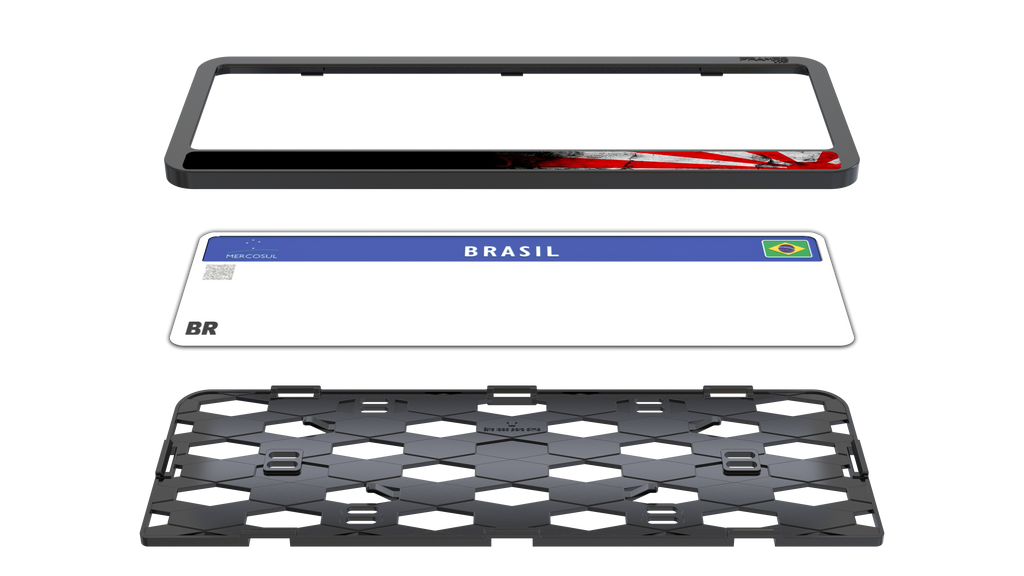 Suporte Moldura Placa Mercosul Carro Rising Sun - 1 Par