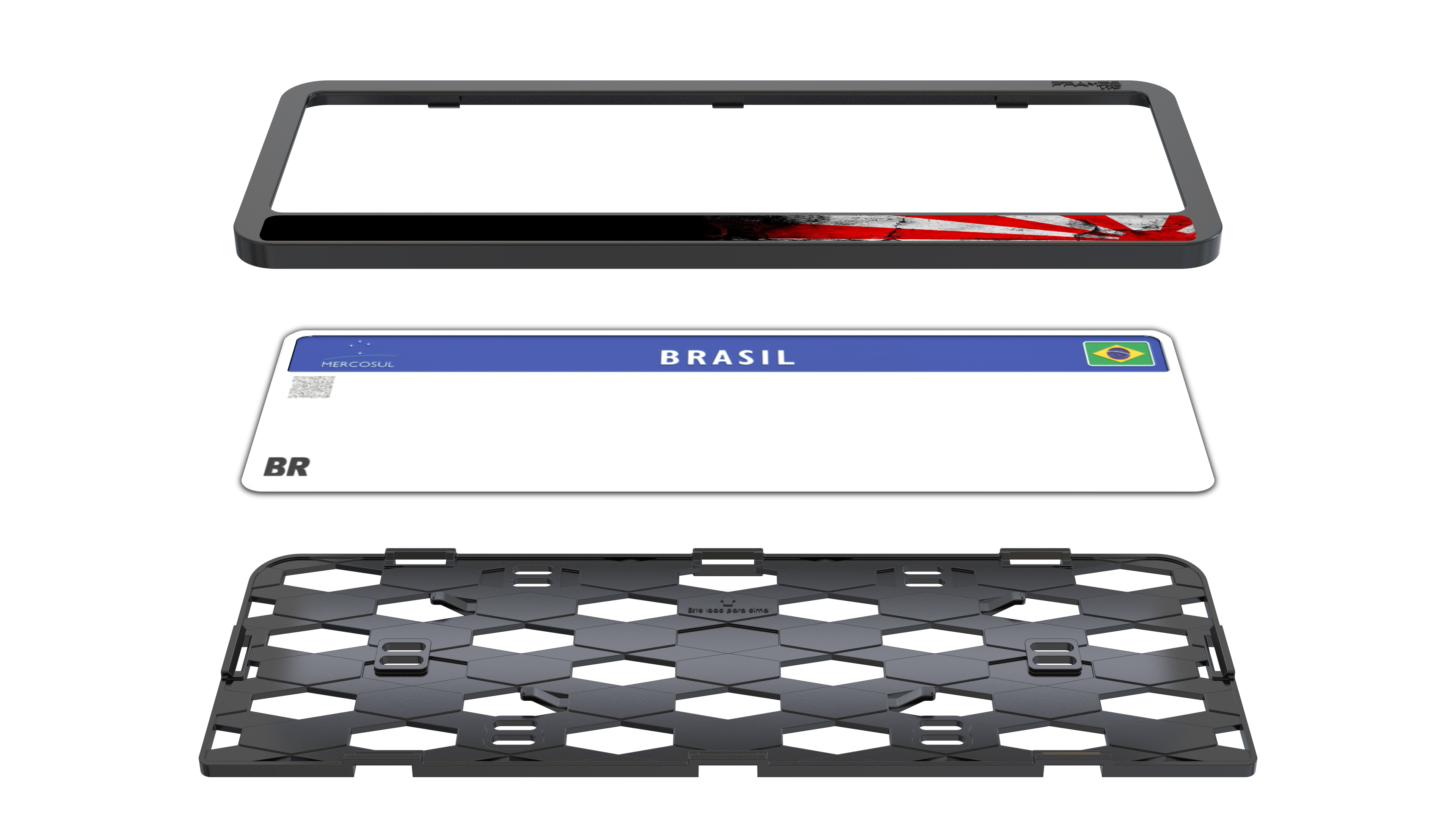 Suporte Moldura Placa Mercosul Carro Rising Sun - 1 Par