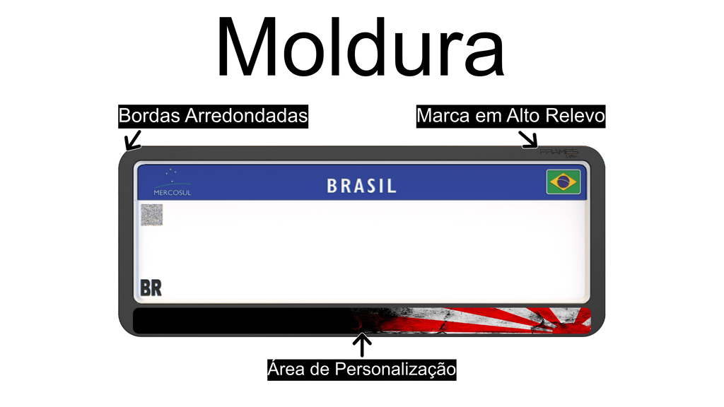 Suporte Moldura Placa Mercosul Carro Rising Sun - 1 Par