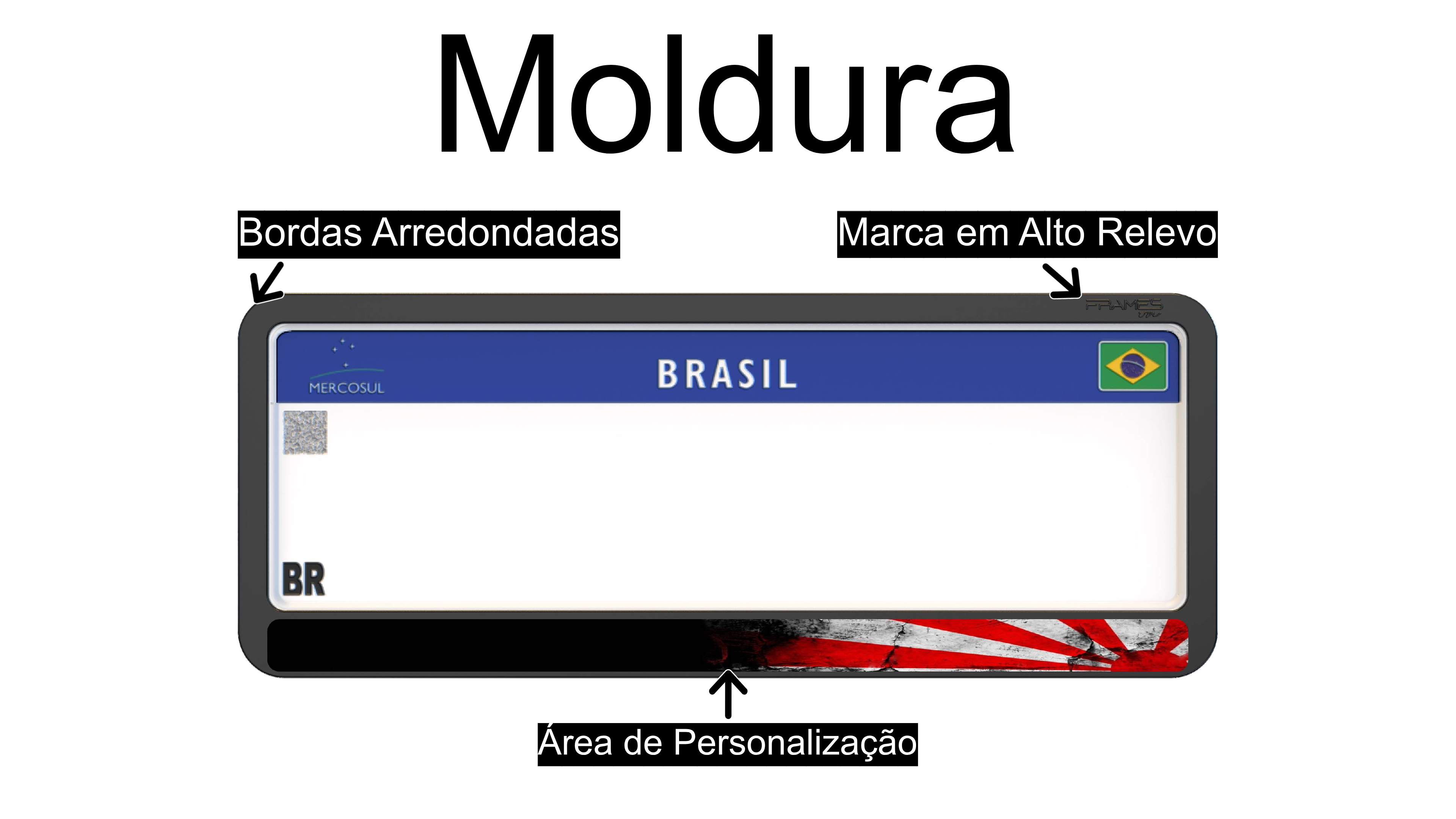 Suporte Moldura Placa Mercosul Carro Rising Sun - 1 Par