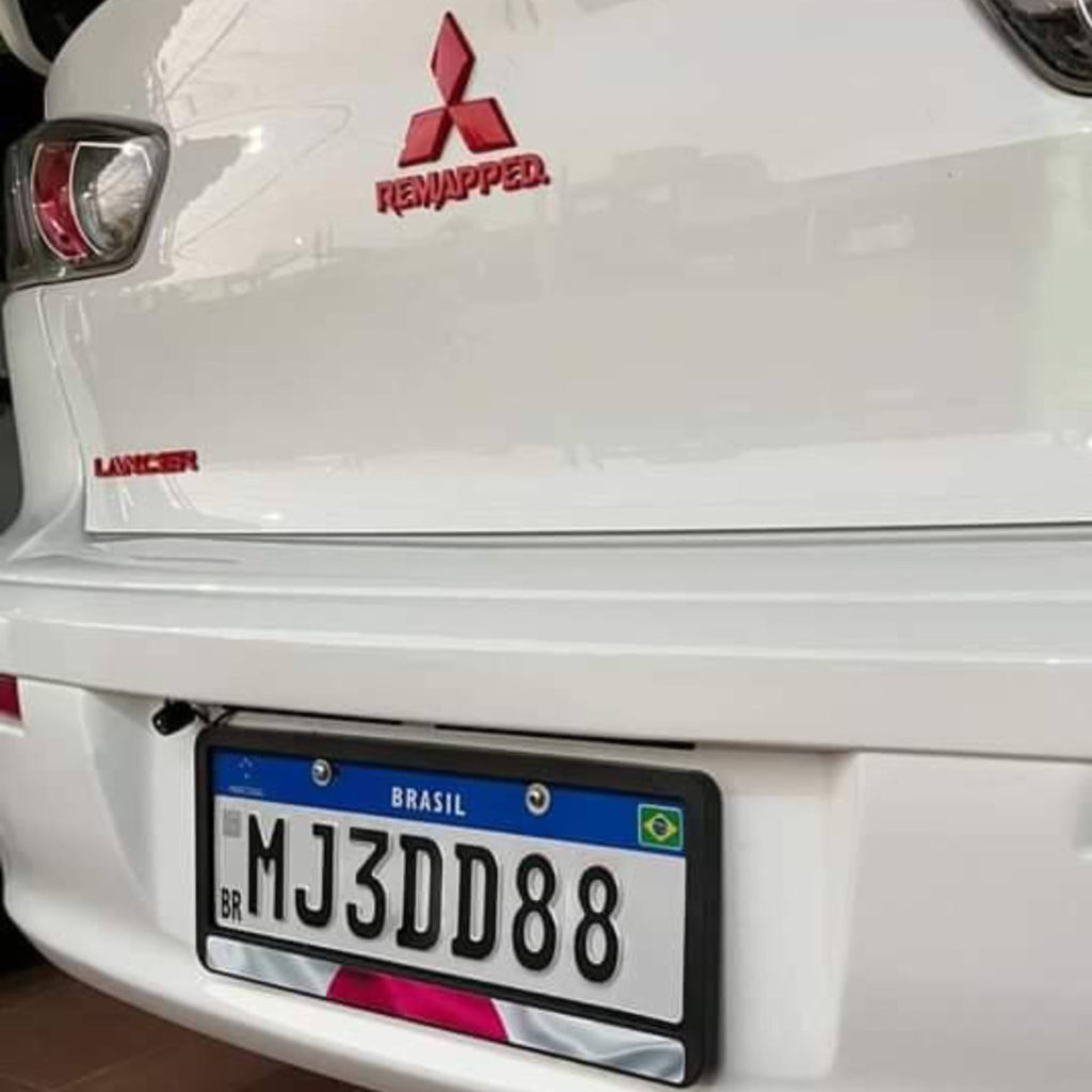 Suporte Moldura Placa Mercosul Carro Bandeira Japão - 1 Par