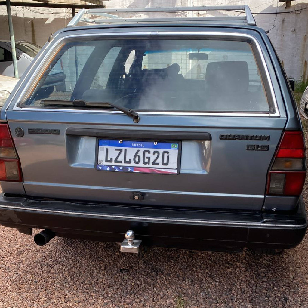 Suporte Moldura Placa Mercosul Carro Bandeira Estados Unidos - 1 Par